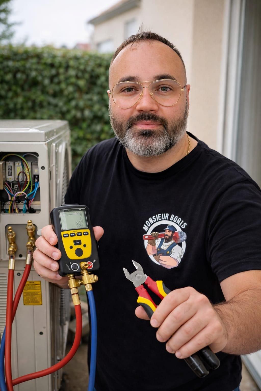 Monsieur Boris — dépannage clim, diagnostic sur unité extérieure